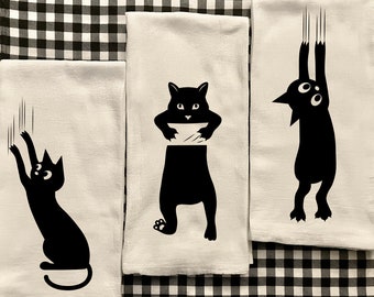 Mischievous Black Cat Decorative Tea Towel
