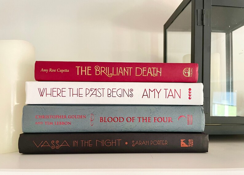 Red Black and Gray Decorative Book Stack Etsy