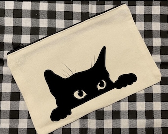 Peeking Cat Cosmetic Pencil Case Toiletry Bag