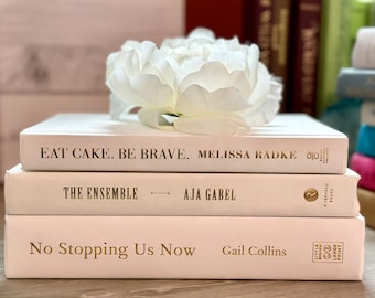 White and Gold Decorative Book Stack