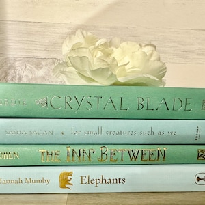 Blue and Green Decorative Book Stack