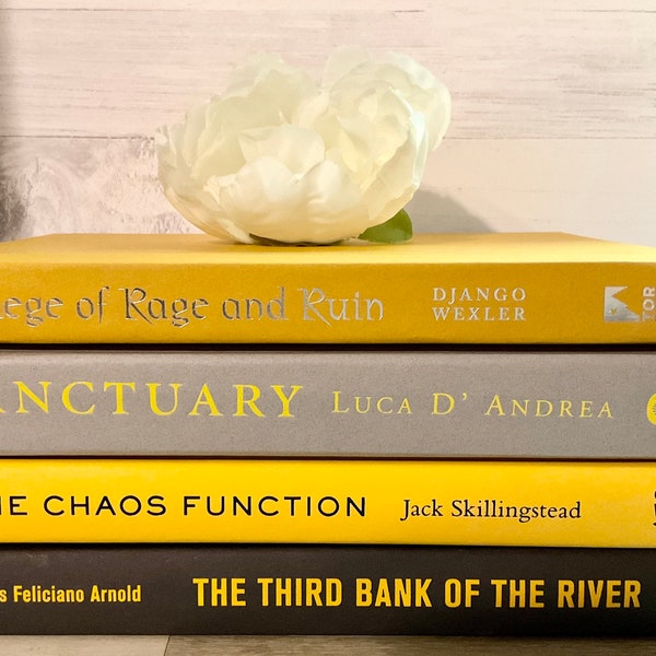 Mustard Yellow and Gray Decorative Book Stack