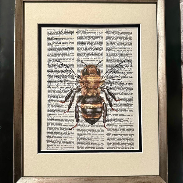 Upcycled Vintage Dictionary Art Bee