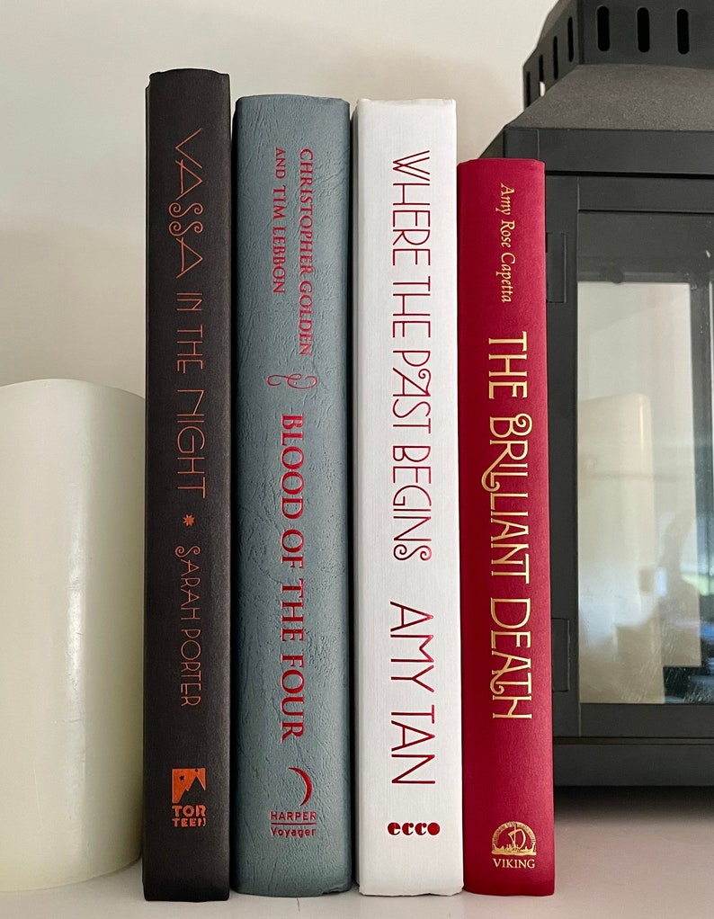 Red Black and Gray Decorative Book Stack Etsy