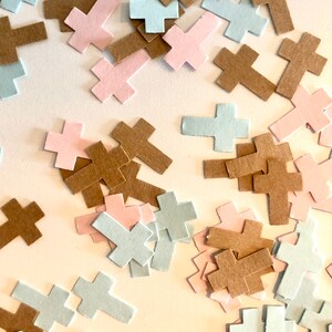 Hand Stamped Cross Confetti: Baptism, Christening, Communion Decor