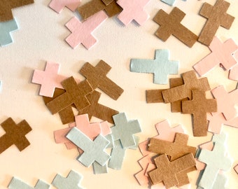 Hand Stamped Cross Confetti: Baptism, Christening, Communion Decor