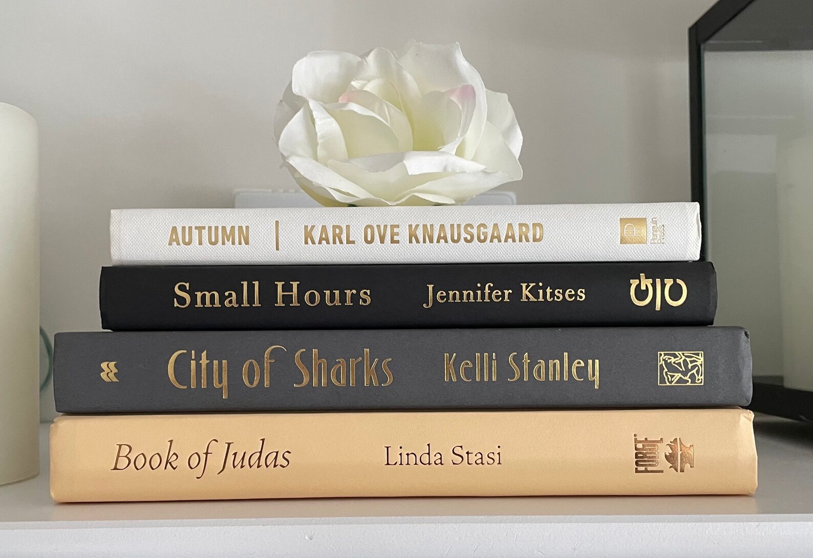 Neutral Gold Decorative Book Stack Etsy