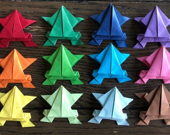 6 Paper Origami Jumping Frogs solid color
