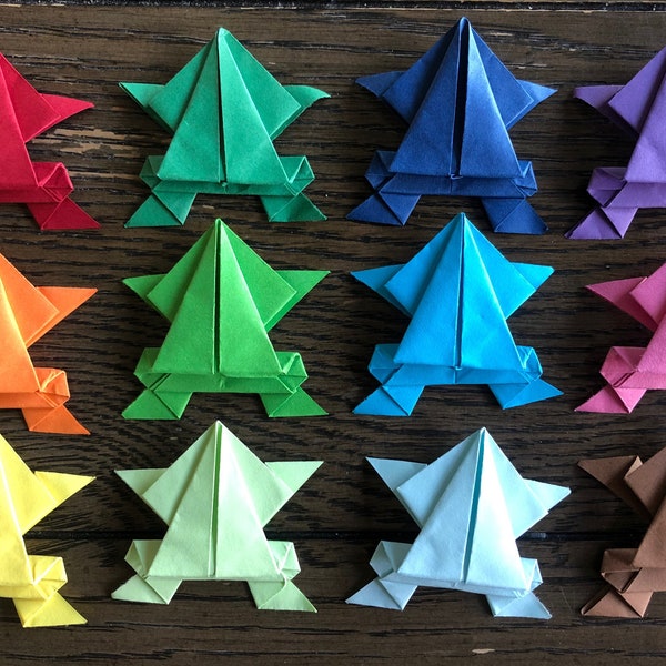 6 Paper Origami Jumping Frogs solid color