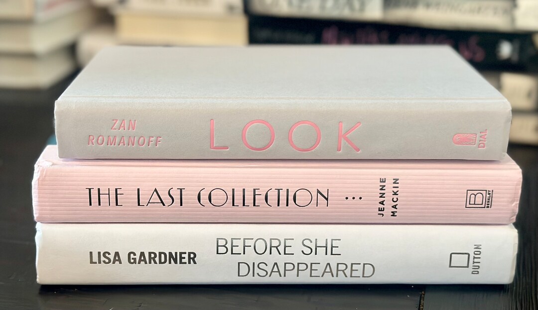 Pink, Gray and White Decorative Book Stack Etsy