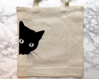 Peeking Cat Tote Bag