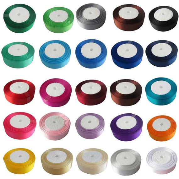 22 Metre 1M Lengths Satin Ribbon Quality Roll 10mm Gift Wrapping Decoration UK