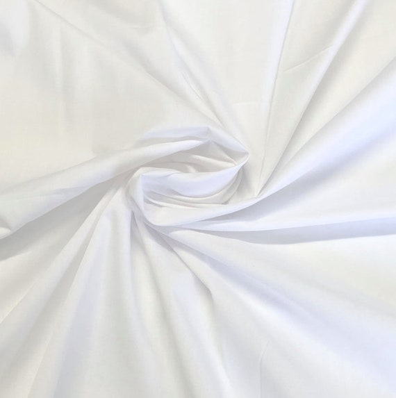 White Plain Polycotton Fabric Poly Cotton Dress Craft 115cm 45