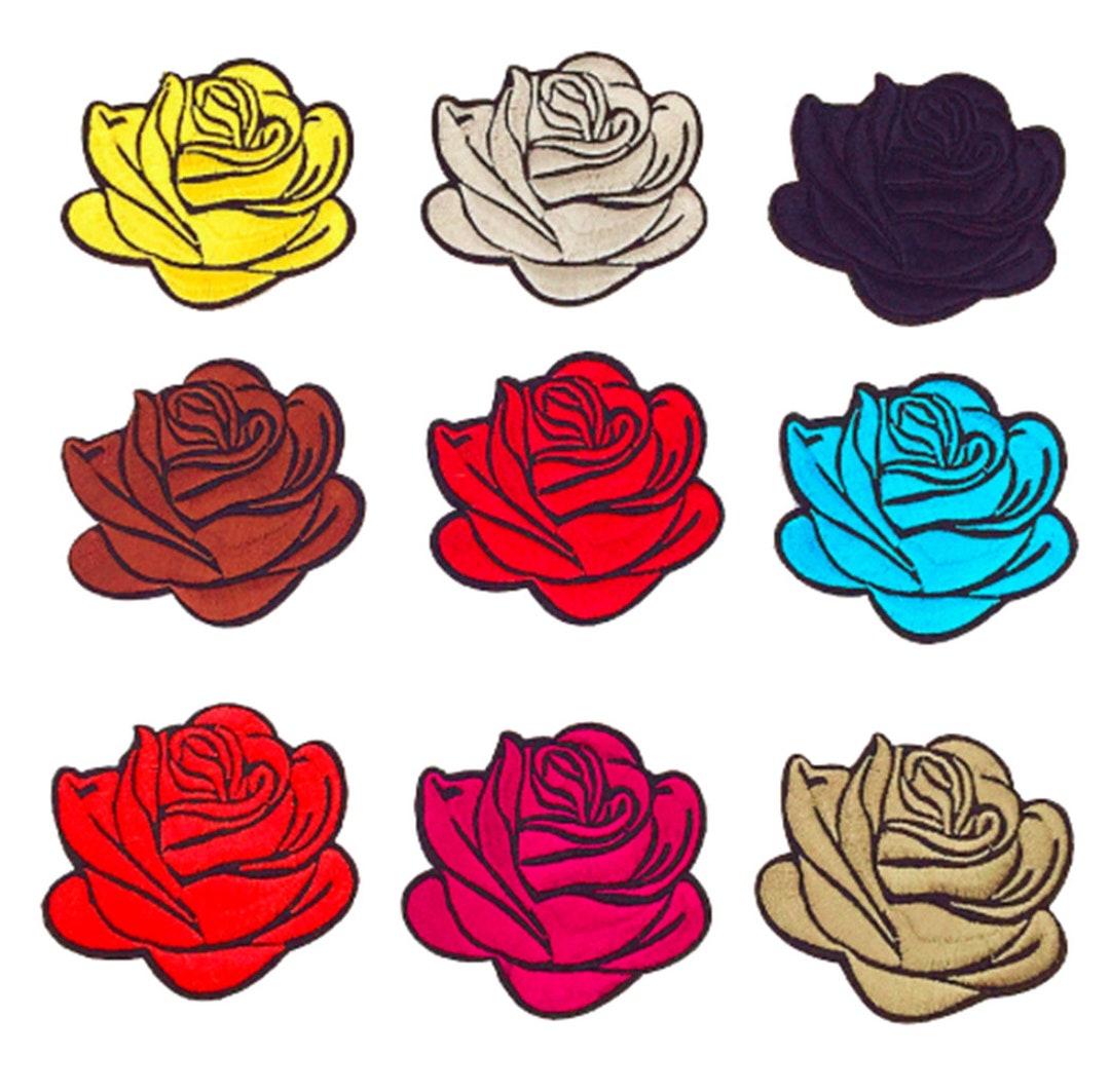 Rose Flower Ron On Sew On Full Embrodered Patch Applqués Badge - Etsy - Foto 9