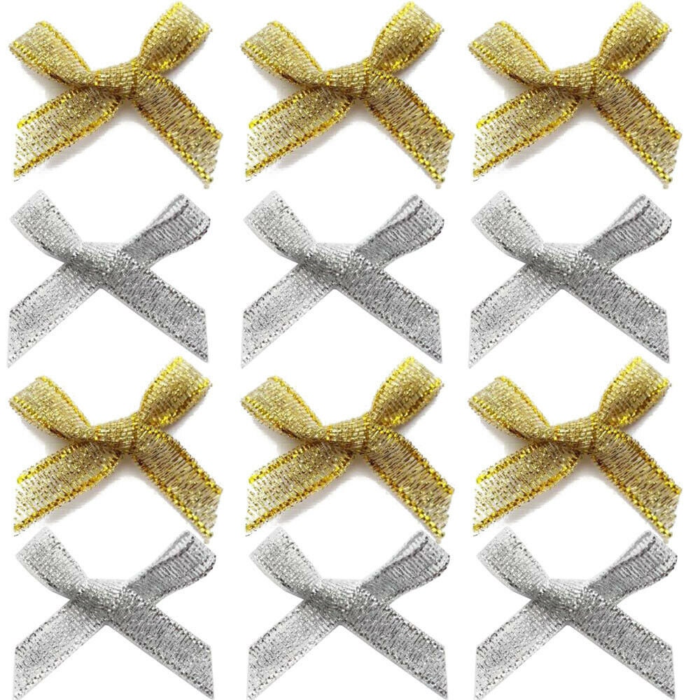 Small 3cm Wide Pre-tied Bows SILVER Made From 7mm Lurex - Etsy UK