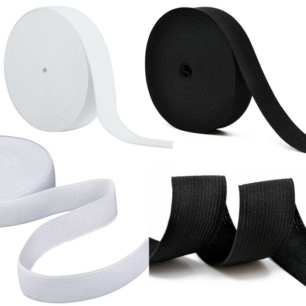 Premium Quality Flat 1 Inch Elastic 25mm Wide Width Black/white Assorted  Lengths 