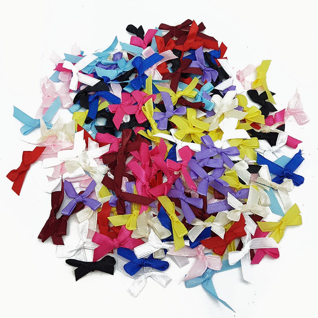 50 Pk Bow Satin 3cm Wide Ribbon Pre-tied Bows Craft - Etsy
