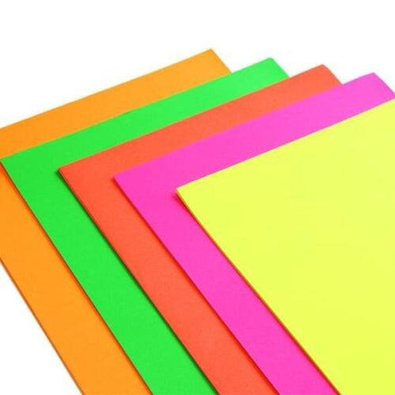 10 Sheets 5 Colours of A4 Premium NEON Fluorescent Card Kids Children  Assorted Colours Scrapbooking Crafts Paper by Accessories Attic 