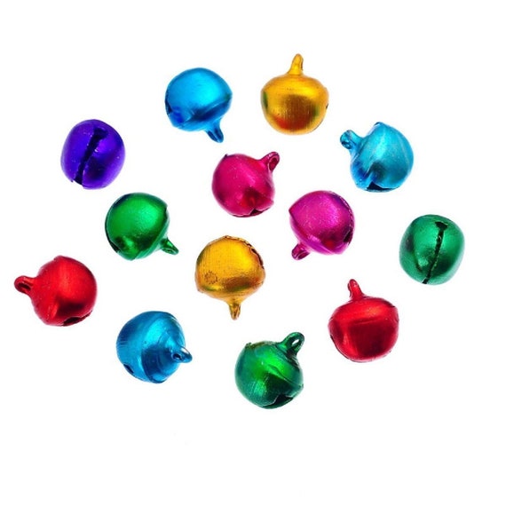 100xJingle Bells Charms Mixed Color Aluminum Beads Christmas Pendants Decoration 