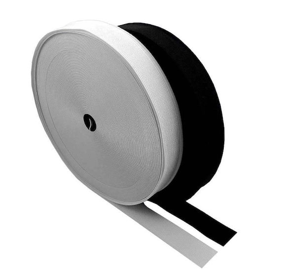 25mm White/Black Flat Woven Elastic Band for Sewing