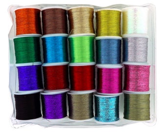 Metallic Glitter Thread 20 Pack 1mm Shiny Decorative Embroidery Sewing Craft