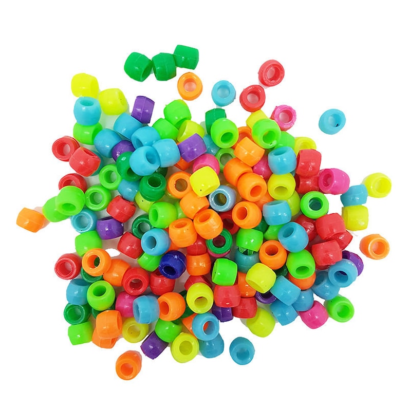 6x8mm Plastic Pony Beads X 100 Beads Jewellery Making Hair Etsy