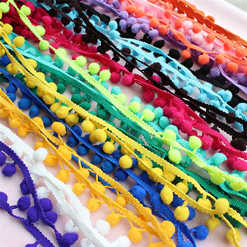 5mm 1 Metre 17 Colours Pom Pom Bobble Trim Fringe
