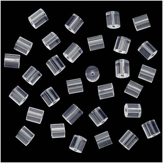100 X Soft Plastic Replacement Earring Backs Tube Back Stoppers