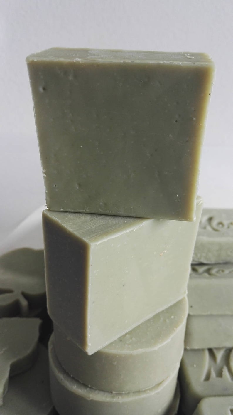 Green Clay: Handmade soap, with green clay and cucumber juice body, face, shampoo, toothpaste 100g image 2