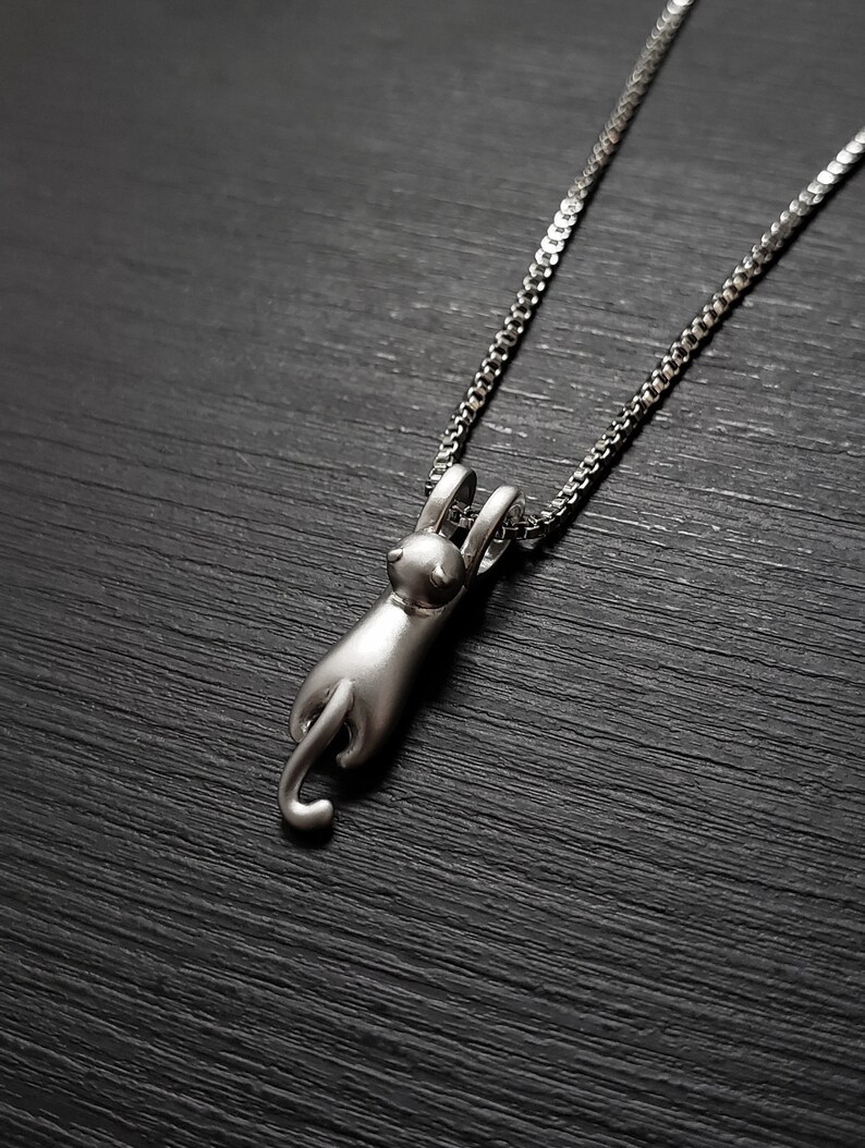 Cat Necklace Sterling Cat Necklace Cat Pendant Kitty Etsy