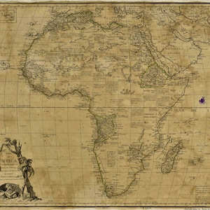 1771 Spanish Map of the African Continent Showing the Kingdom of Judah on the West Coast of Africa.