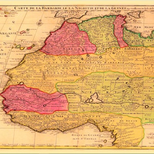Mapa francés de 1792 que muestra el Reino de Judá en la costa occidental de África. Tamaño A1