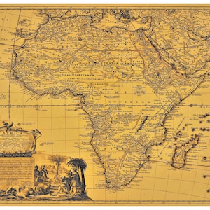 1737 Deutsche Landkarte | Zeigt das Königreich Jehuda an der Westküste Afrikas. Größe A1