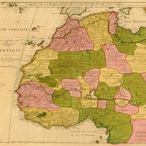 Mapa francés de 1718 / que muestra el Reino de Judá en la costa occidental de África. Tamaño A1