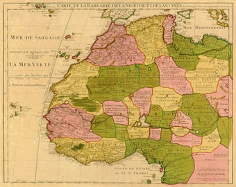 1718 French Map | Showing the Kingdom of Judah on the West Coast of Africa. Free postage