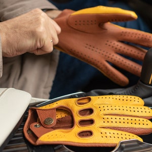 Gants de conduite pour hommes BRUN DORÉ cuir de daim image 4