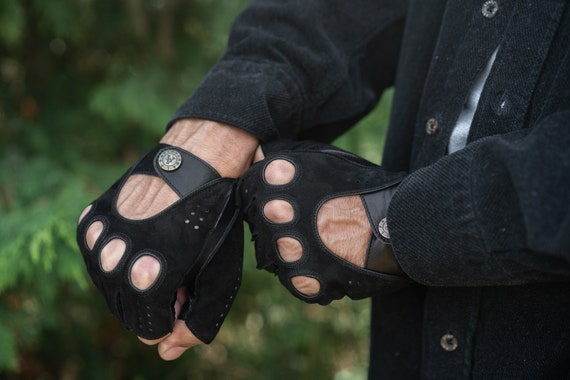 Suede best sale fingerless gloves