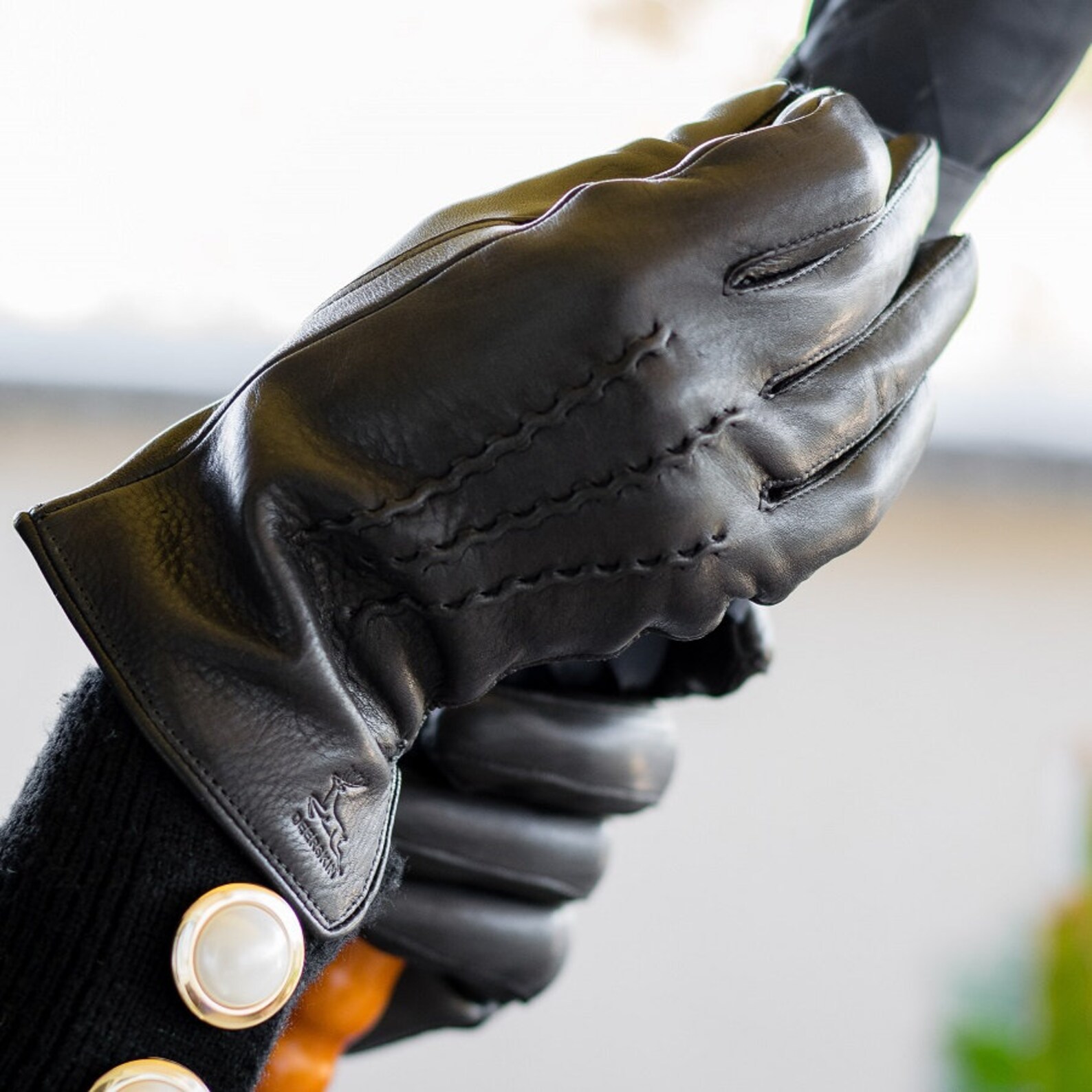 Women's WINTER Gloves BLACK wool lined deerskin Etsy