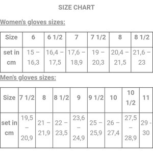 Puede incluir: Tabla de tallas para guantes, que muestra las medidas en pulgadas y cent&iacute;metros para tallas de hombre y mujer.