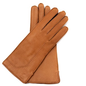 Women's Gloves BROWN wool lined deerskin leather image 7