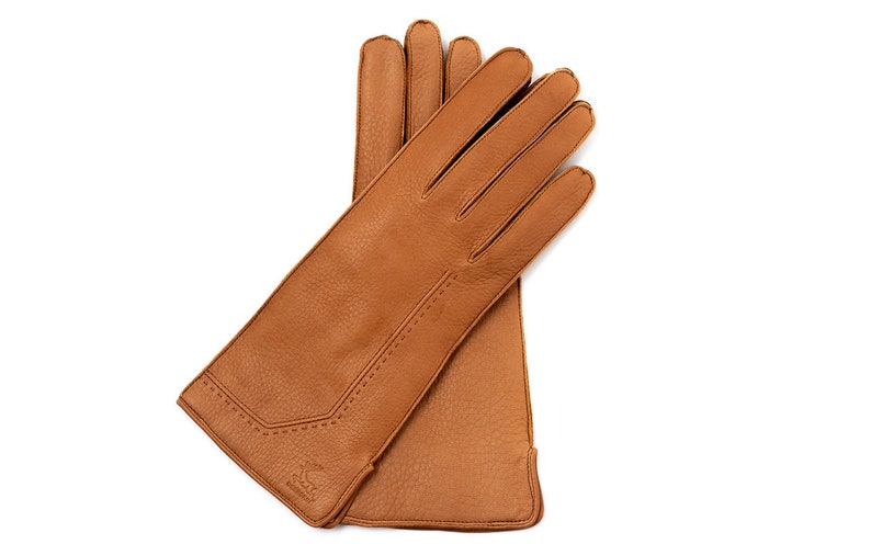 Women's Gloves BROWN wool lined deerskin leather image 7