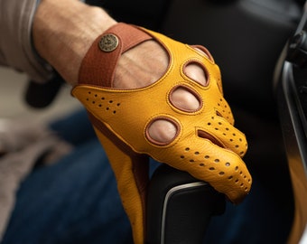 Guantes de CONDUCCIÓN para hombre - MARRÓN ORO - piel de venado