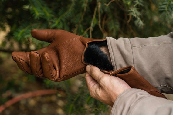 rabbit lined mens gloves