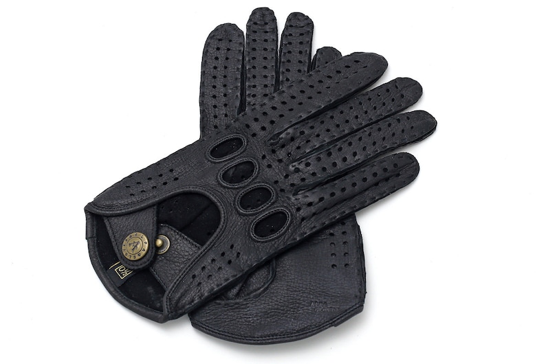 Women's DRIVING Gloves BLACK Deerskin Leather Etsy