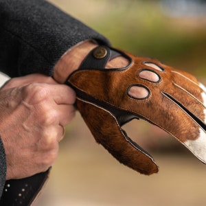 Men's DRIVING Gloves - COW-BROWN - deerskin leather