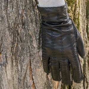 Men's WINTER Gloves - BLACK - wool lined - hairsheep leather