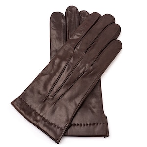 Men's WOOL lined gloves - BROWN - hairsheep nappa leather image 8