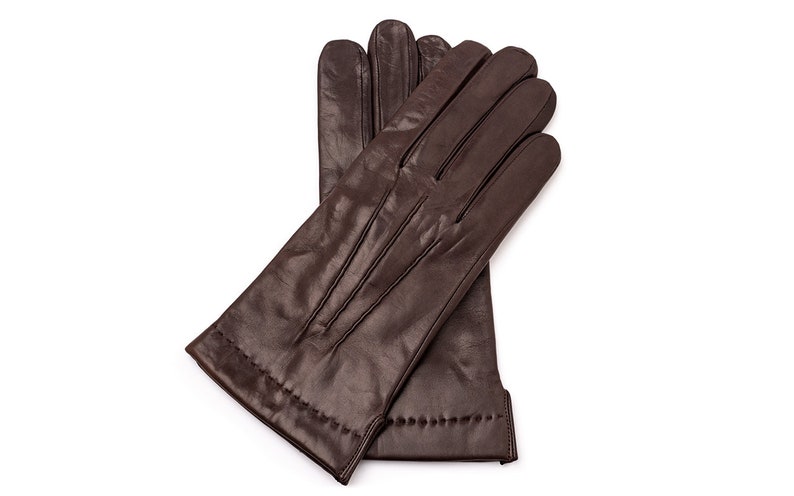 Men's WOOL lined gloves - BROWN - hairsheep nappa leather image 8
