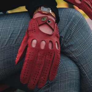 Women&#39;s DRIVING Gloves - RED - deerskin leather