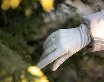 Gants femme - BONE - doublé de laine - cuir de cisaillement